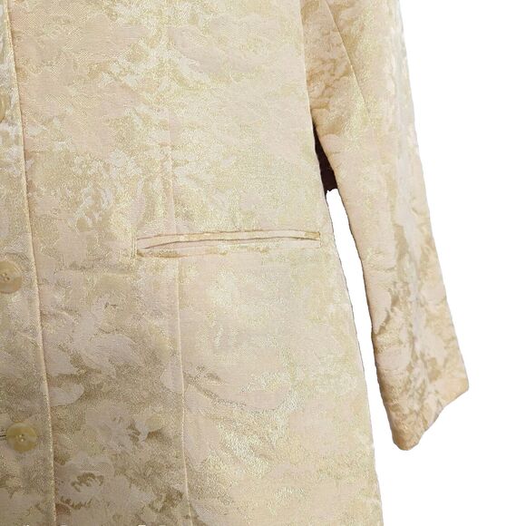 Chico's Belle Amour Odette Gold Metallic Brocade Floral Blazer Jacket Sz 0 Small - Picture 5 of 14